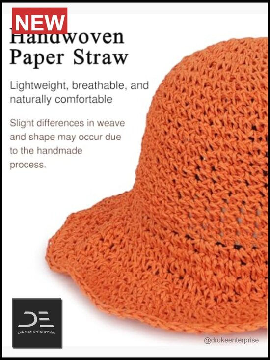Crochet Straw Sun Hat Wide Brim Foldable Floppy Beach Hat Summer main image 7